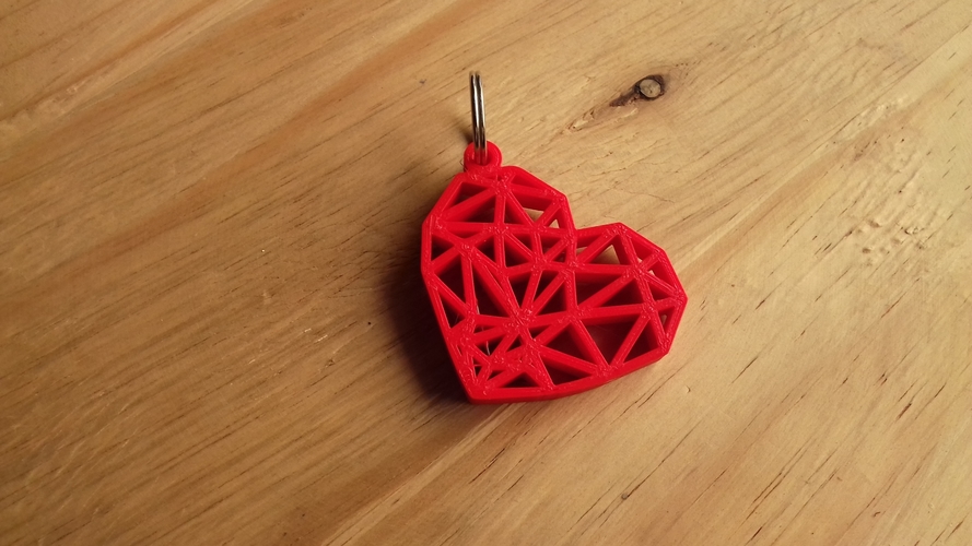 Geometric Heart Key Ring 3D Print 189247