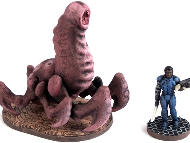 Cave Worm, 28mm Miniature 3D Print 1893