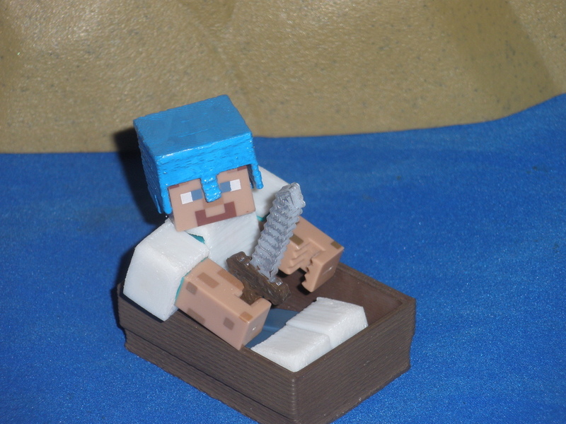 Boat from Minecraft scaled to Minecraft figures sold in stores