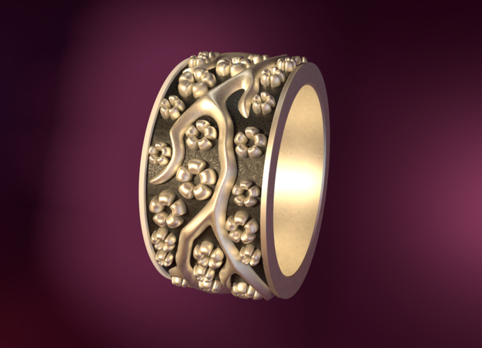 Ring with flowers 3D Print 190155