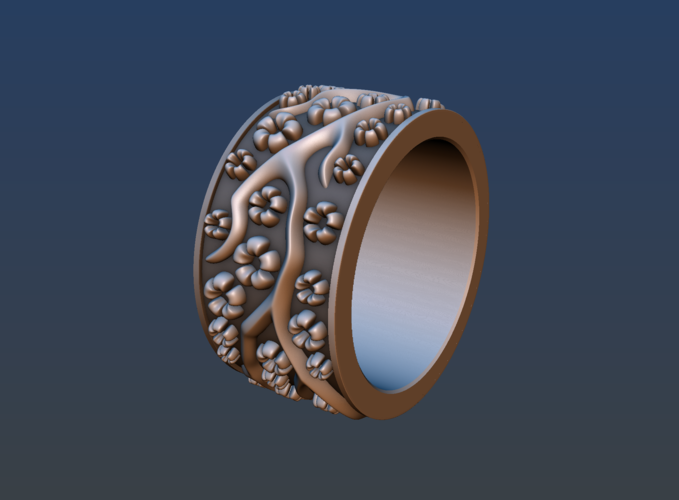 Ring with flowers 3D Print 190156