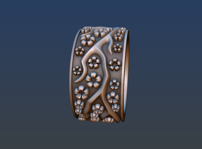 Ring with flowers 3D Print 190157