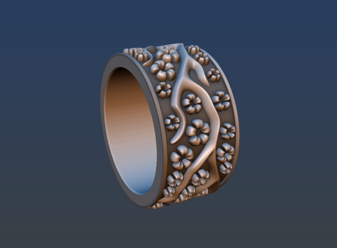 Ring with flowers 3D Print 190159