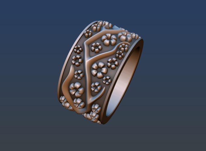 Ring with flowers 3D Print 190163