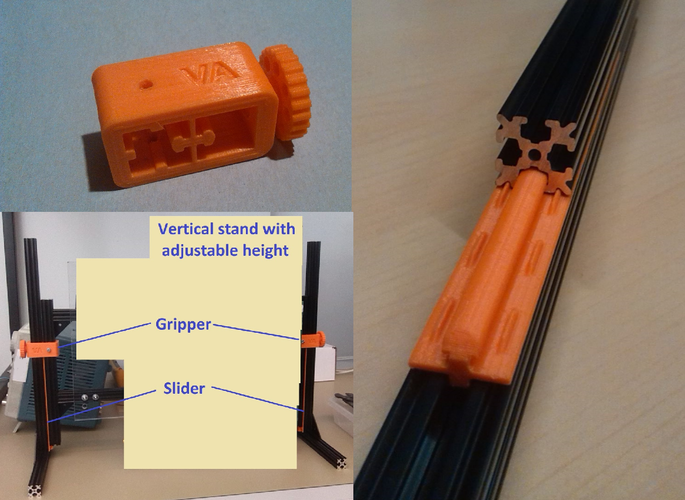 Open Beam  Slider bar and Gripper 3D Print 190923