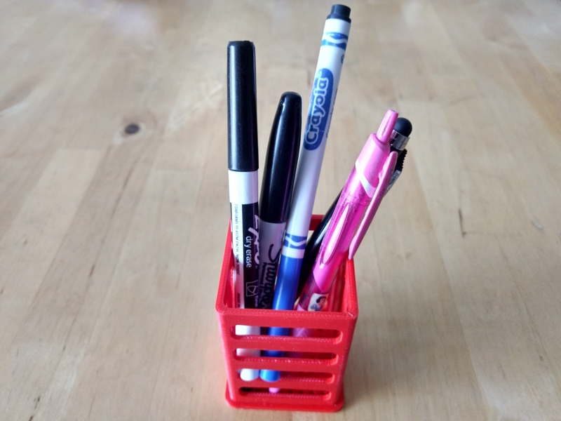 Pen/Pencil Holder - 2" x 2" x 3" - Simple Slotted Design