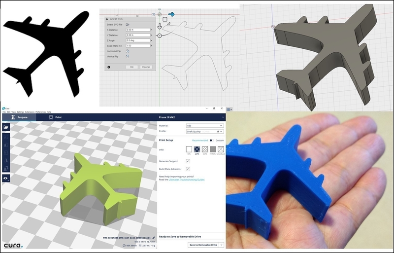 Airplane (~2" by 0.5")
