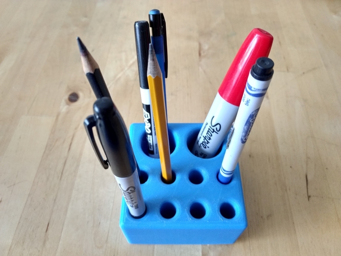 Pen/Pencil Holder - 3.5" x 3.5" x 2" Simple Block Design 3D Print 191201