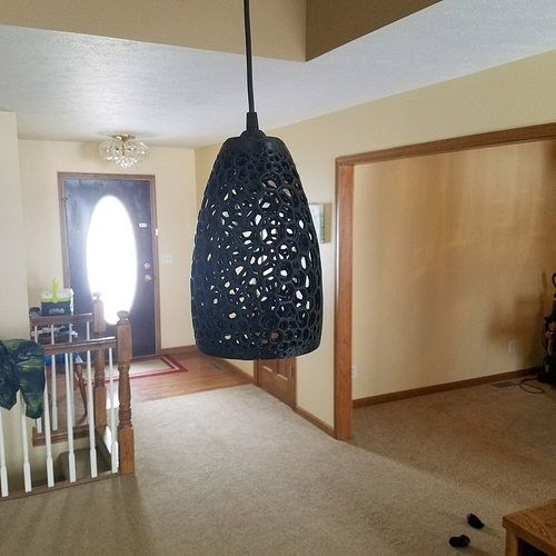 3D Printed Voronoi Hanging Lamp Shade by FeeferDesign |