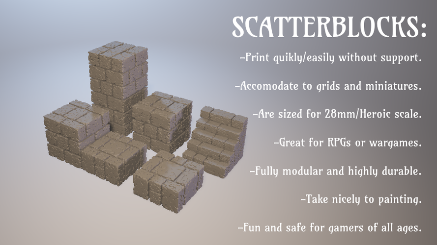 ScatterBlocks: Cyclopean Stone (28mm/Heroic scale) 3D Print 192069