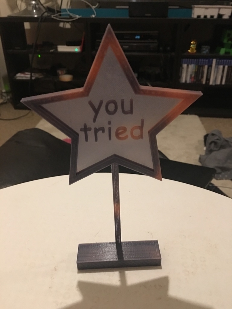 'you tried' comic sans trophy