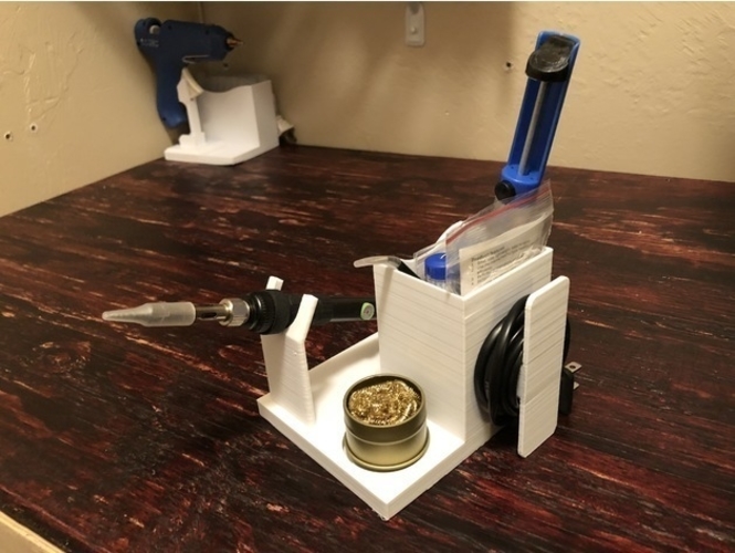 Soldering Iron Caddy Stand w Cord Wrap 3D Print 192646