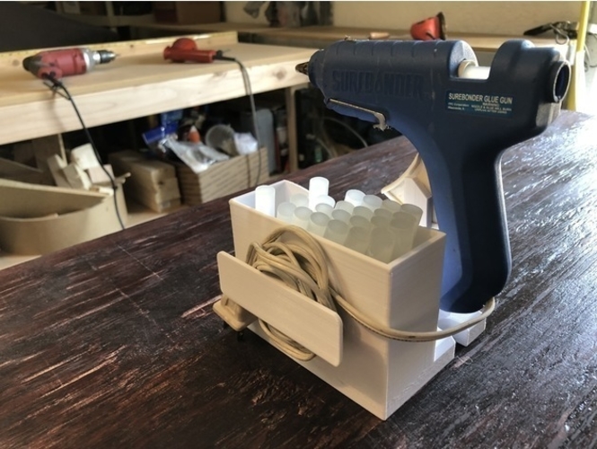 Glue Gun Caddy Stand w Cord Wrap 3D Print 192652