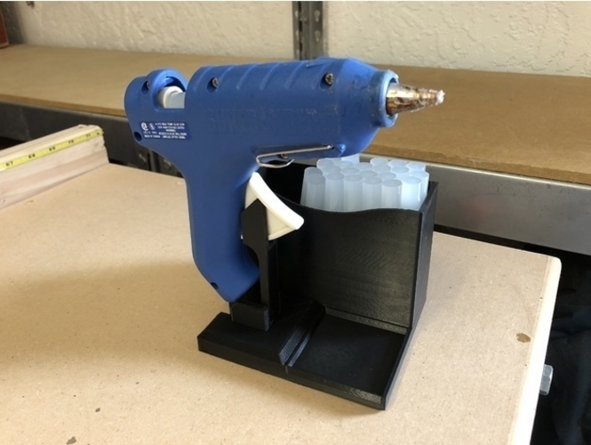 3D Printed Glue Gun Caddy Stand w Cord Wrap by Mr EC