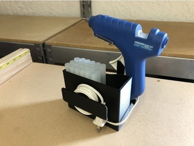 3D Printed Glue Gun Caddy Stand w Cord Wrap by Mr EC