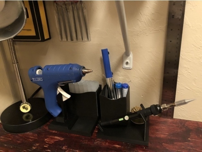 3D Printed Glue Gun Caddy Stand w Cord Wrap by Mr EC