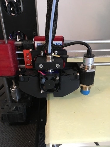 Prusa bed leveling sensor for use with dual fan bracket for E3D