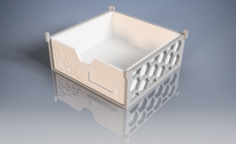 Modular Drawer-Box with hexagonal pattern 3D Print 194758