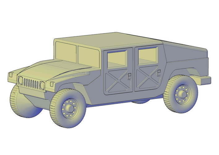 HMMWV Hummer H1 Military Slantback 3D Print 195641