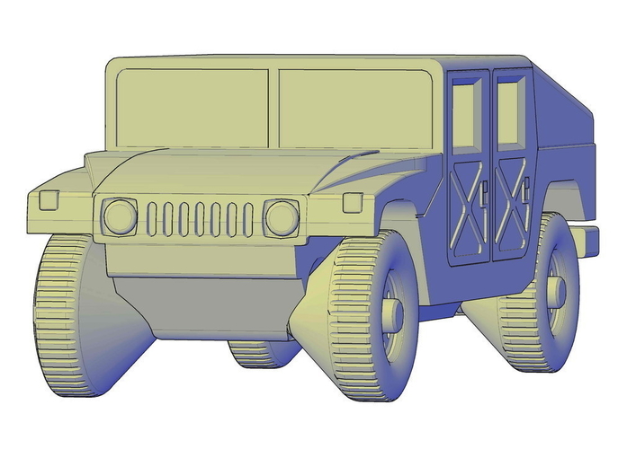HMMWV Hummer H1 Military Slantback 3D Print 195642