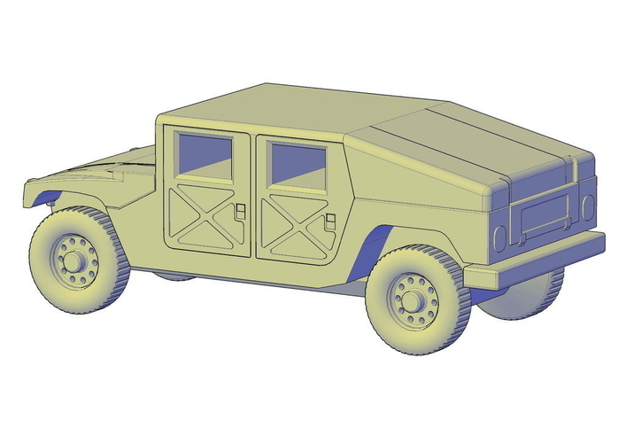 HMMWV Hummer H1 Military Slantback 3D Print 195644