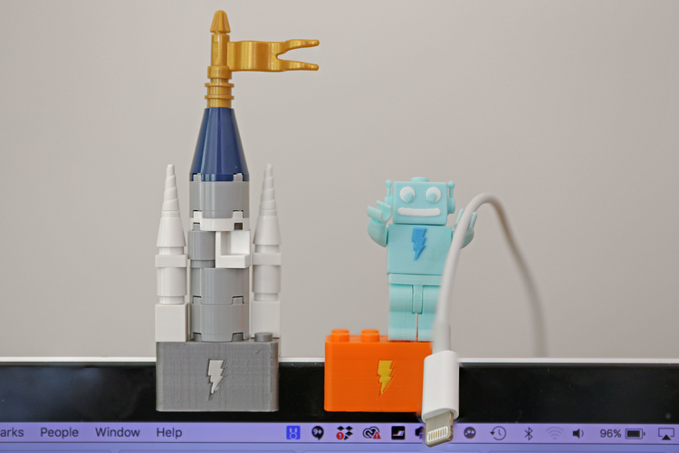 3D Printed Webcam Cover-Up Lego brick with Adabot Mini Fig by