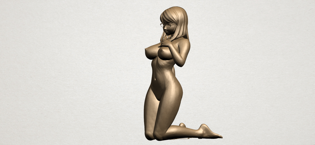 Naked girl - bended knees 01 3D Print 197256