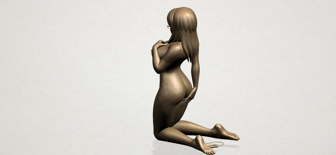 Naked girl - bended knees 01 3D Print 197258