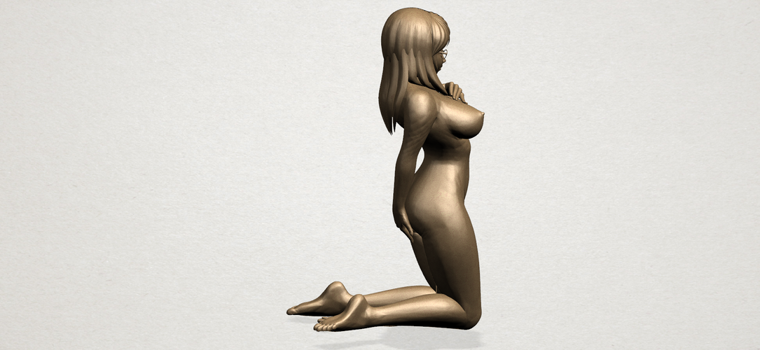 Naked girl - bended knees 01 3D Print 197261