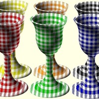 Checked Gingham 2 Part Picnic Parisian Goblet - Thumbnail 4