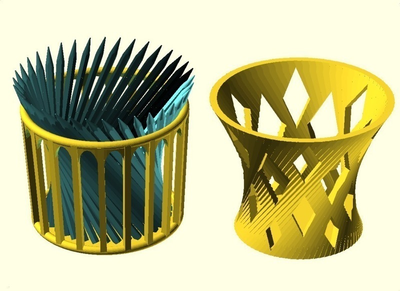 Hyperboloid with base, desktop pencil holder