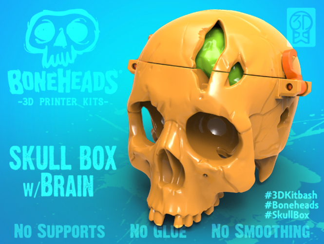 Boneheads: Skull Box w/ Brain - via 3DKitbash.com 3D Print 19994