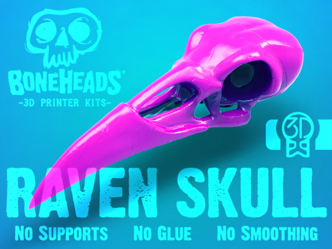 Boneheads: Raven - Skull Kit - PROMO - 3DKitbash.com 3D Print 20001