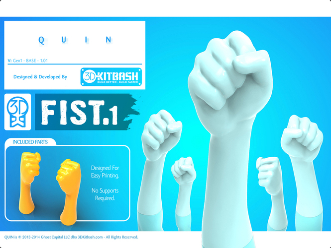 Quin G1: Fist1 - 3DKitbash.com 3D Print 20005