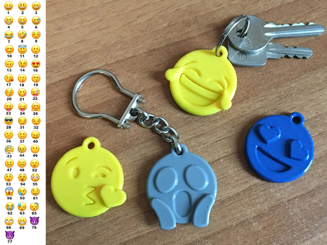 Emoji faces keychain 3D Print 200295