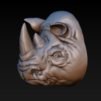 Small Rhino head 3D Printing 200387