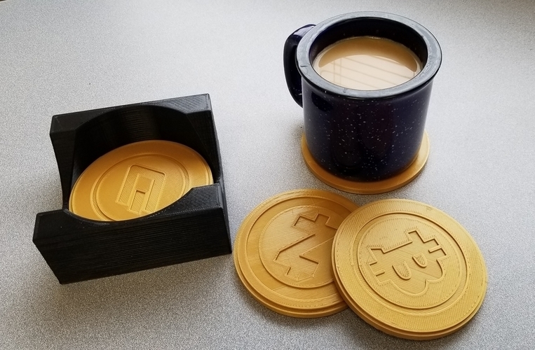 Crypto Coasters and Caddy 3D Print 200420