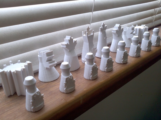 Maple Leaf Chess Set 3D Print 20081
