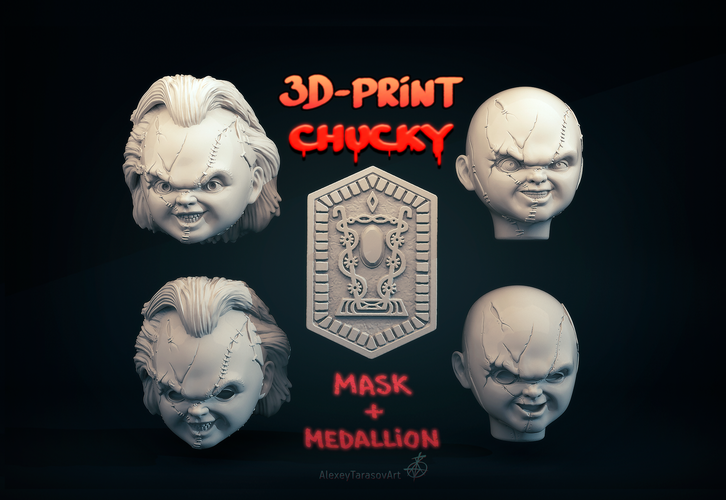 CHUCKY MASK and MEDALLION 3D Print 201210