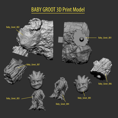 Baby Groot 3D Print Model - STL Files for 3D Printing  3D Print 204012