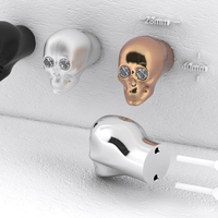 Skull knob small with stone - Thumbnail 1