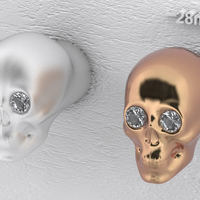 Skull knob small with stone - Thumbnail 2