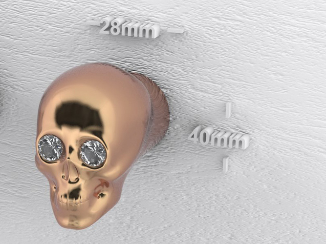 Skull knob small with stone