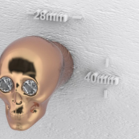 Skull knob small with stone - Thumbnail 3