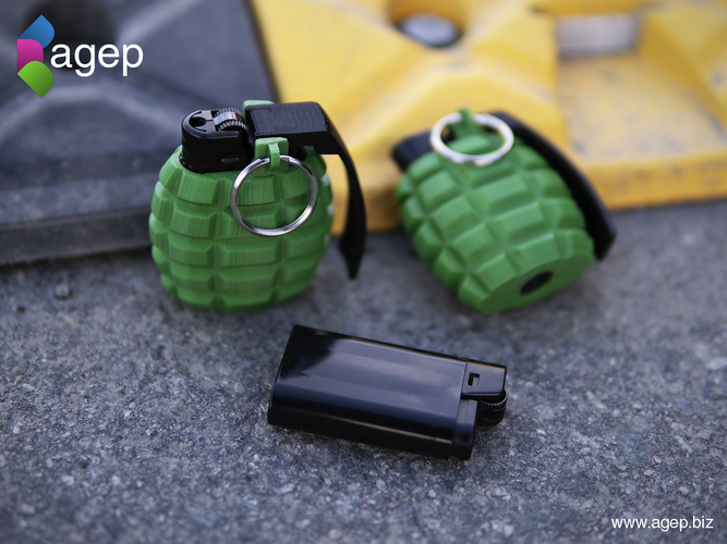 Lighter Case - Hand Grenade Shaped 3D Print 205934