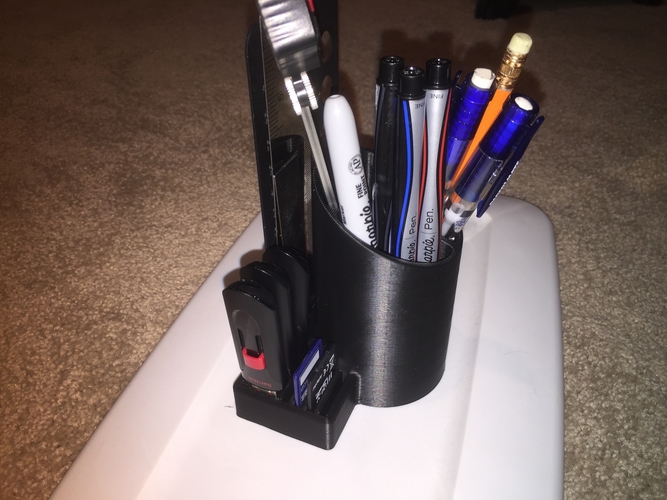 The Ultimate Pencil Cup w/ USB and SD Card Storage 3D Print 205937