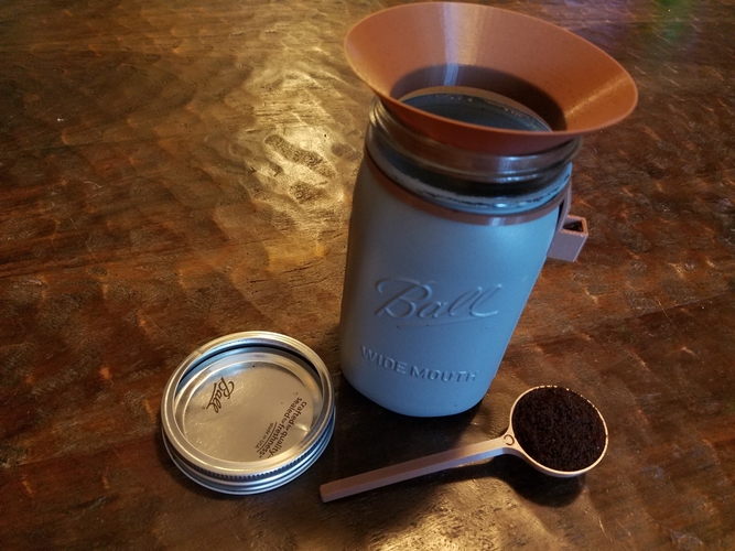Coffee scoop, scoop holder, and funnel for mason jar  3D Print 206605