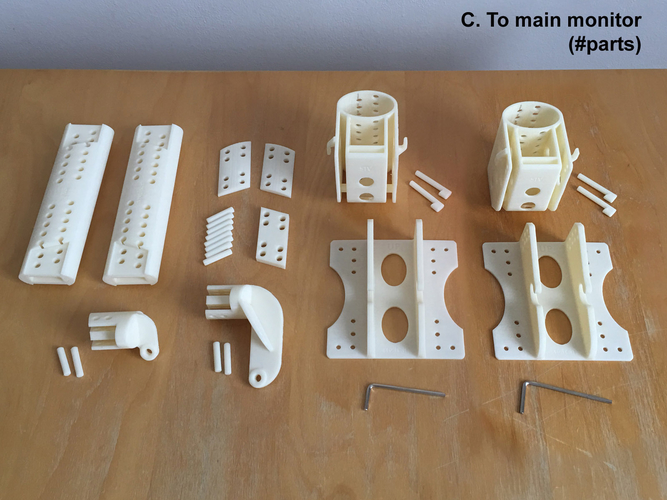 Dual vertical LCD monitor stand VESA, 3 assembly modes. 3D Print 207791