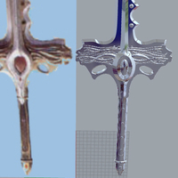 Goldar sword from mighty morphin power rangers 3D print model - Thumbnail 3