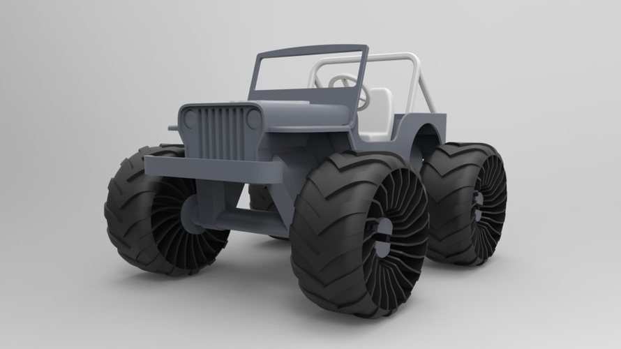 Old Wrangler jeep, airless wheels  3D Print 208412